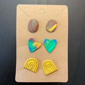 Handmade clay polymer stud earring set.